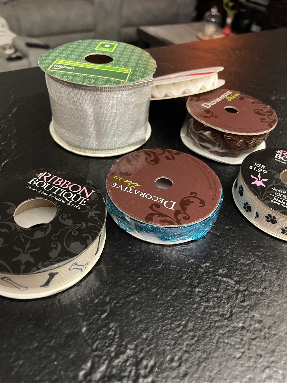 Ribbon Boutique Decorative Ribbon Assortment - Blue, White, Brown, Silver 🐾🦴 New